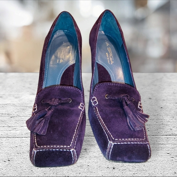 VIA SPIGA | ✨🪻NICE ✨ Purple Suede Squared-Toe 3" Heels | Size 6 M - Picture 5 of 14